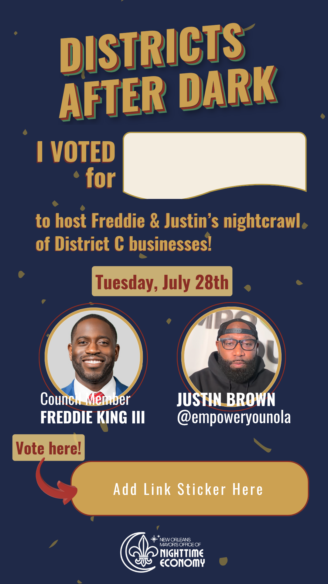 Custom 'I Voted' share graphic for a district crawl